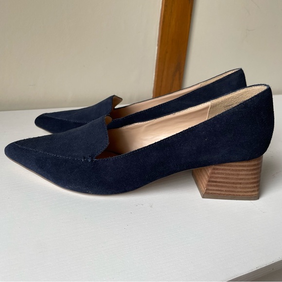 Sole Society Navy Blue Block Heel Pumps Sz 8.5 - Picture 3 of 9